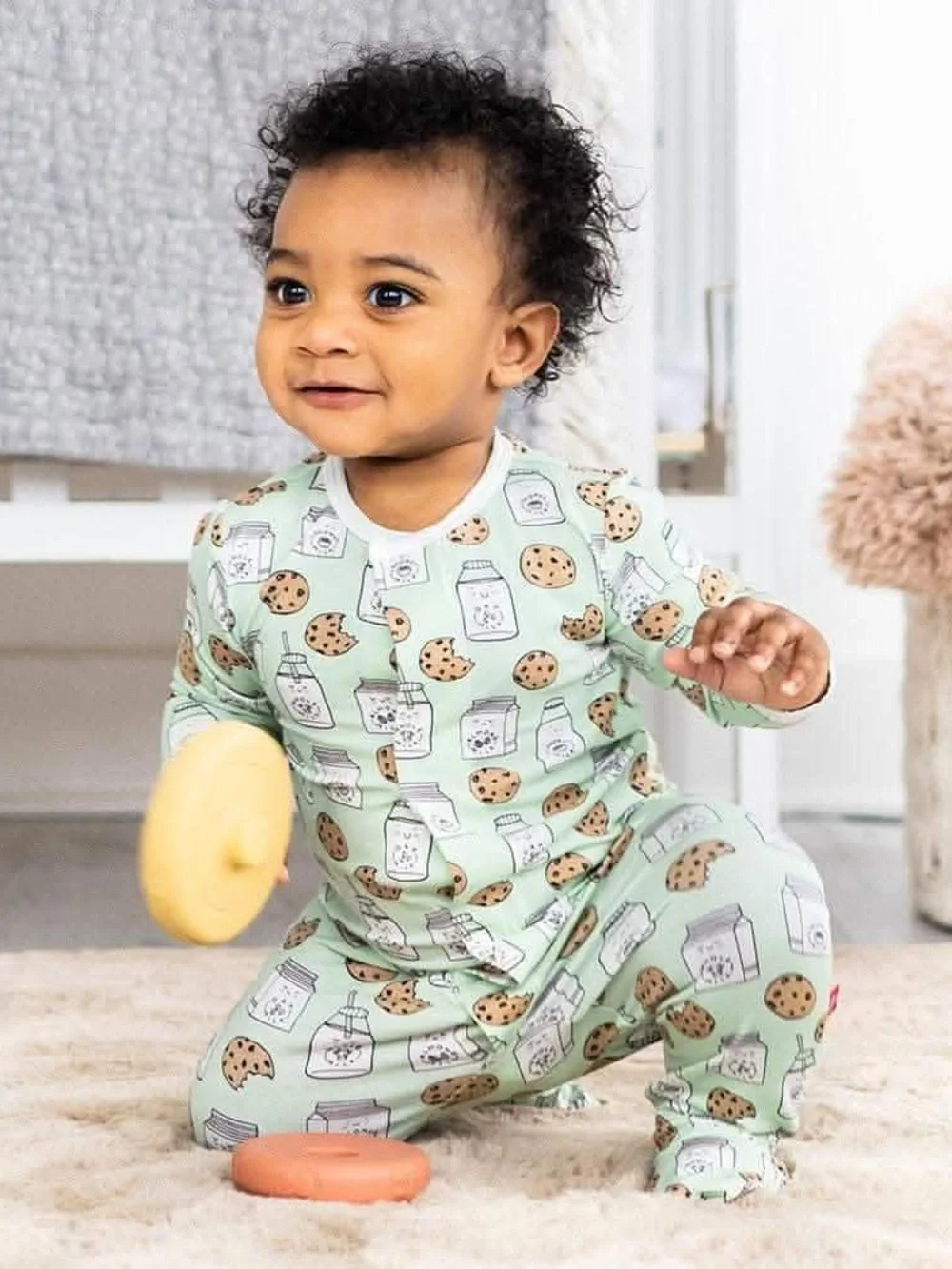 Magnetic Me Legendairy Green Cookies and Milk Print Onesie Sleeper, Newborn